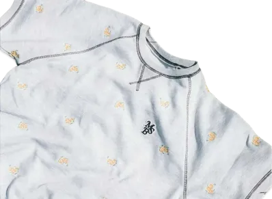 My Sugar Babe msb patch flower embroidery pattern short sleeve sweat "Heather Gray"