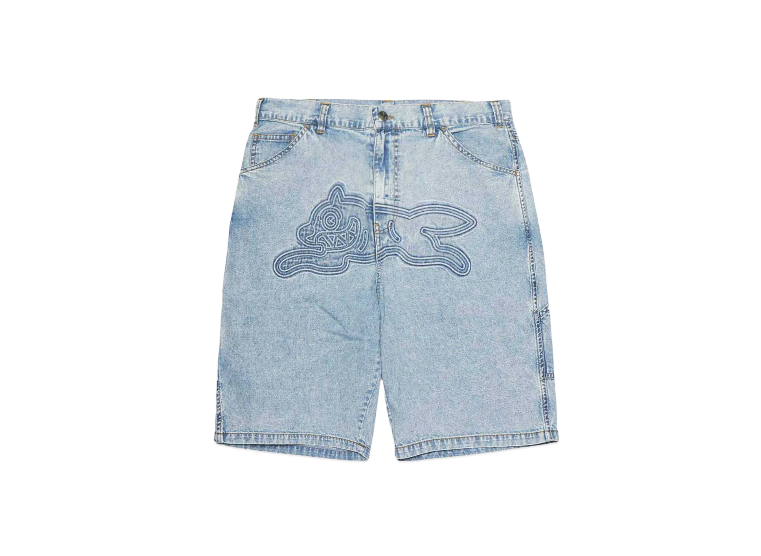 ICECREAM EMBOSS LOGO BAGGY DENIM SHORTS "BLUE"
