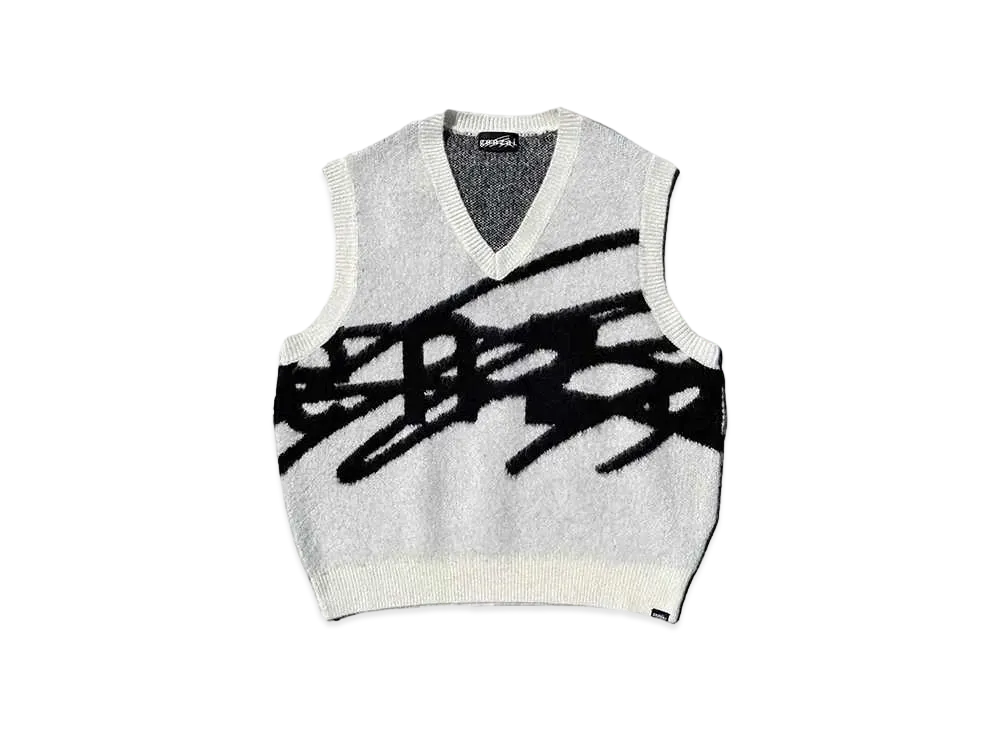 genzai Big Logo Kint Vest "OFF-WHITE"