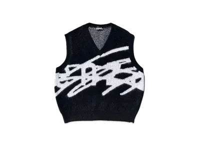 genzai Big Logo Kint Vest "BLACK"