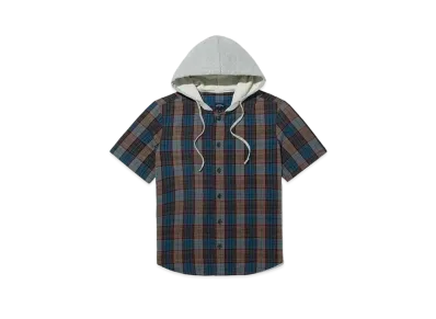 Noah Hooded Baseball Flannel "Blue & Black & Grey"