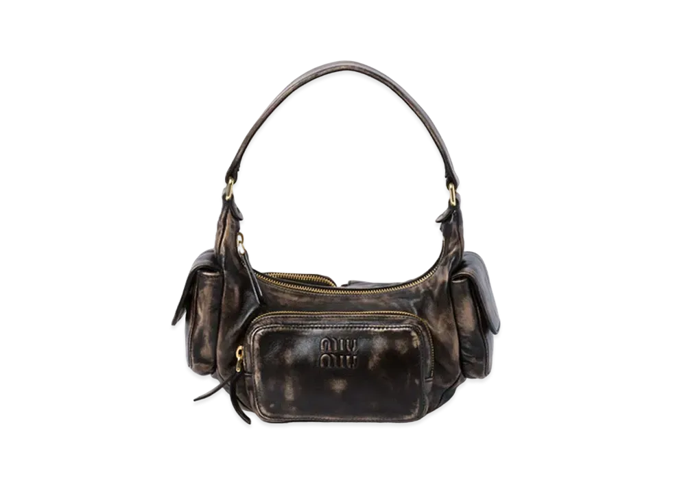 MIUMIU Nappa Leather Pocket Bag "Sand/Dark Brown"