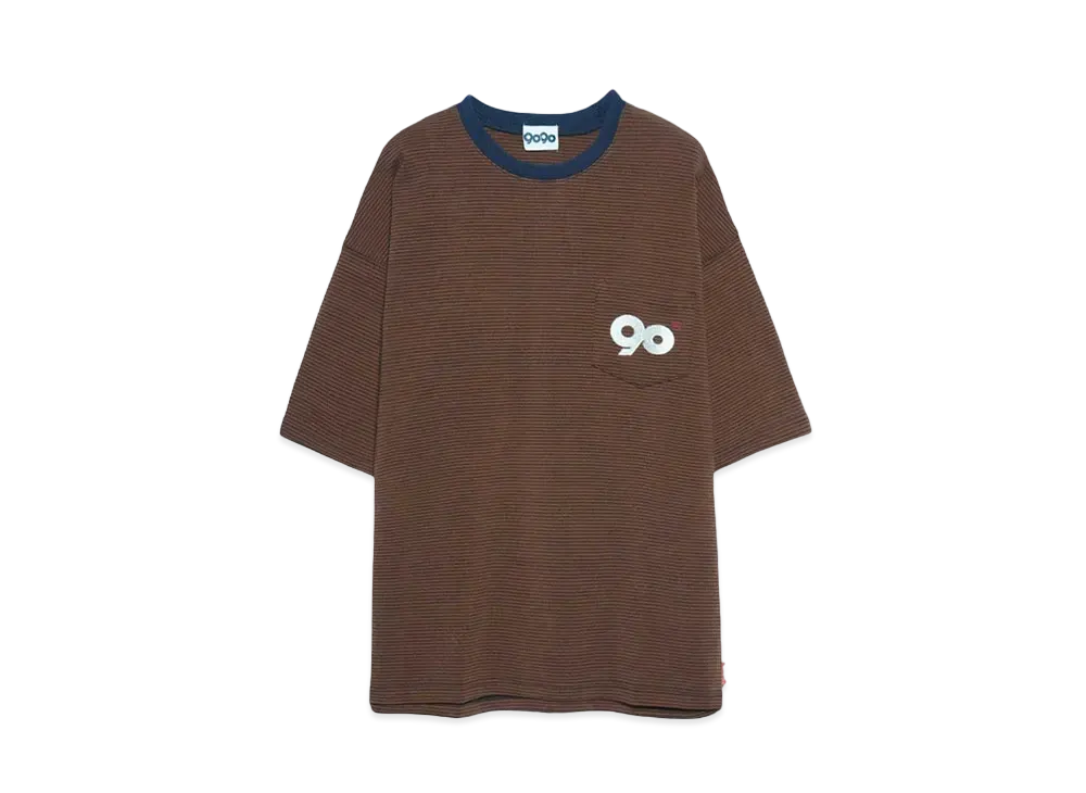 9090 90 Logo Stripe Tee "Brown / Navy"
