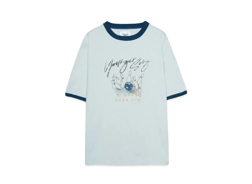 Younger Song chara ringer TEE "LIGHT BRUE bowling"