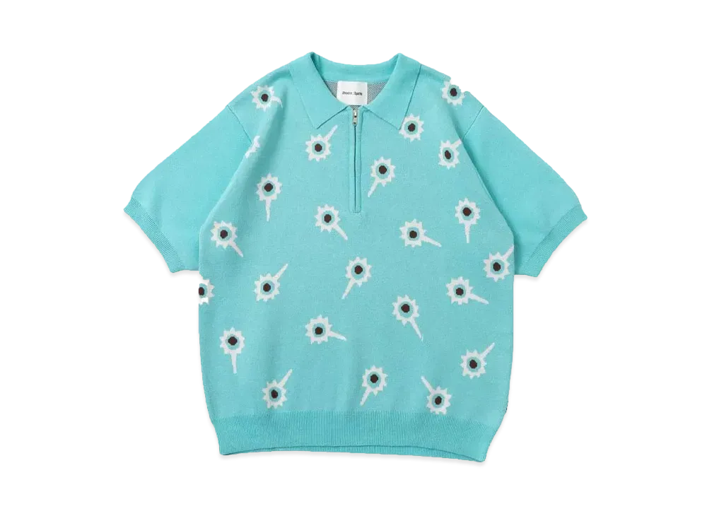 Student Apathy half zip knit polo "Sax"