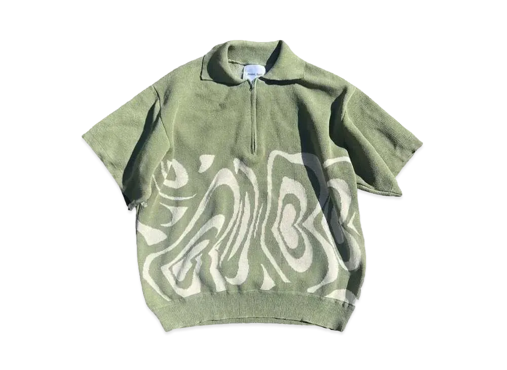 Student Apathy Mable half zip knit polo "Khaki"