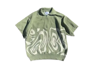 Student Apathy Mable half zip knit polo "Khaki"