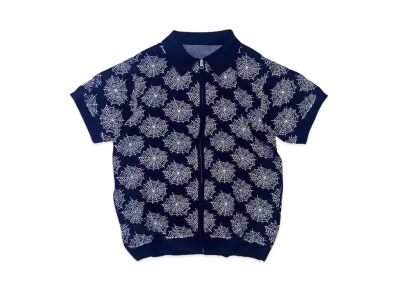 Student Apathy spider zip knit polo "BLACK"