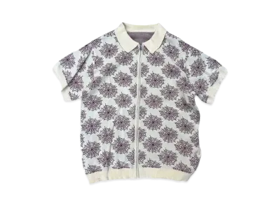 Student Apathy spider zip knit polo "Yellow Green"