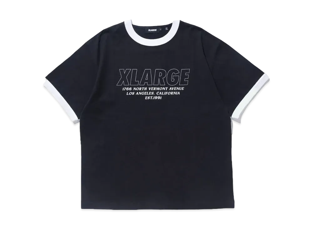 XLARGE STORE ADDRESS RINGER S/S TEE "BLACK"