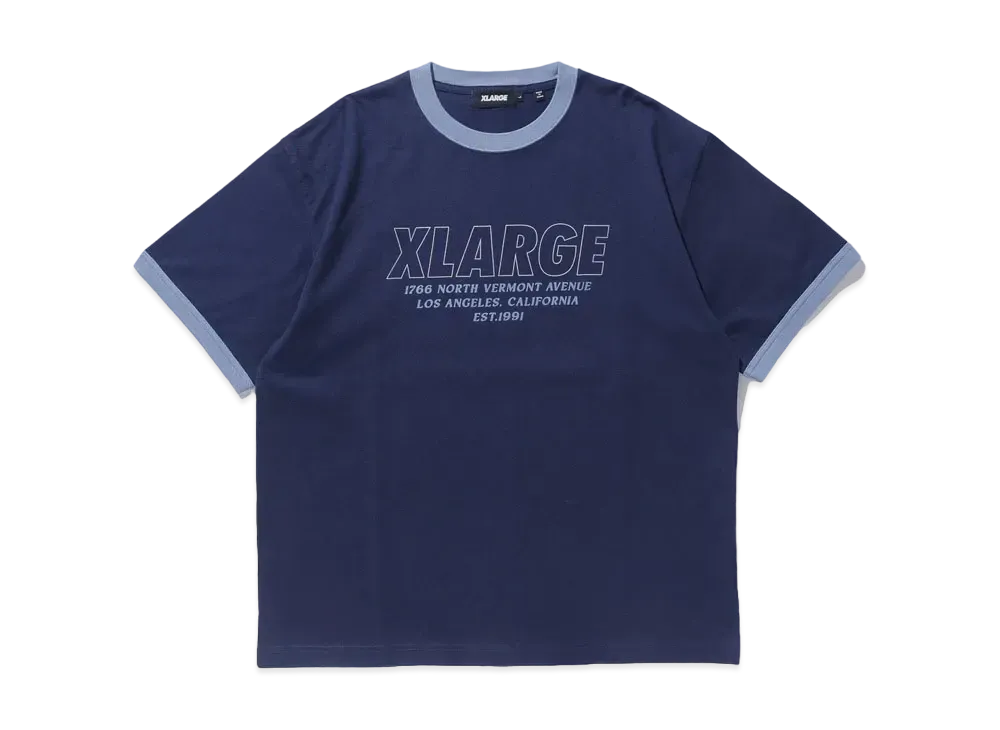 XLARGE STORE ADDRESS RINGER S/S TEE "NAVY"