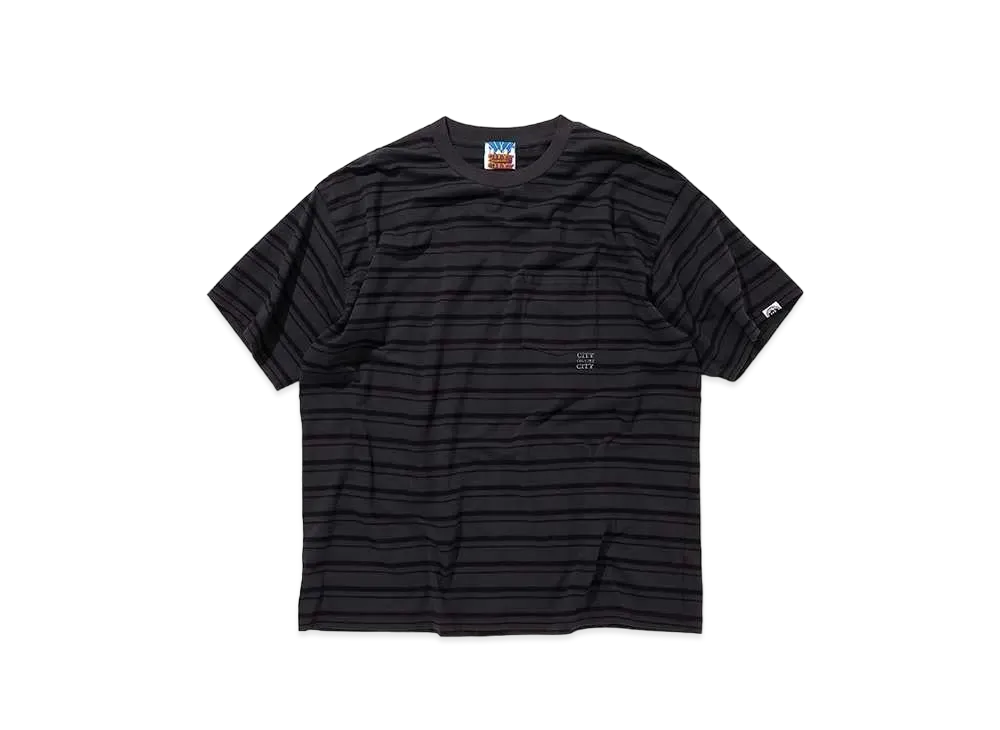 CITY COUNTRY CITY Embroidered Logo Overdye Border Pocket T-shirt "BLACK"