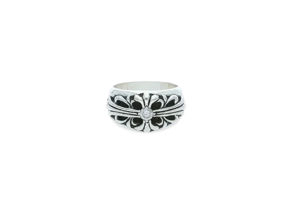 Chrome Hearts 1 Diamond Floral Cross Ring "Silver"