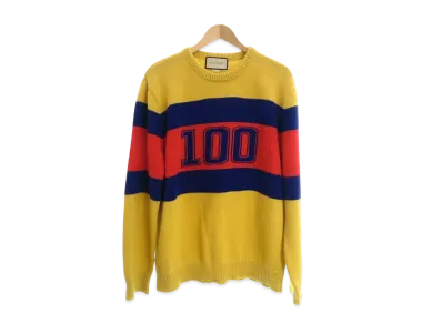 GUCCI Men's Logo Wool Knit Sweater 100th Anniversary "Yellow"
