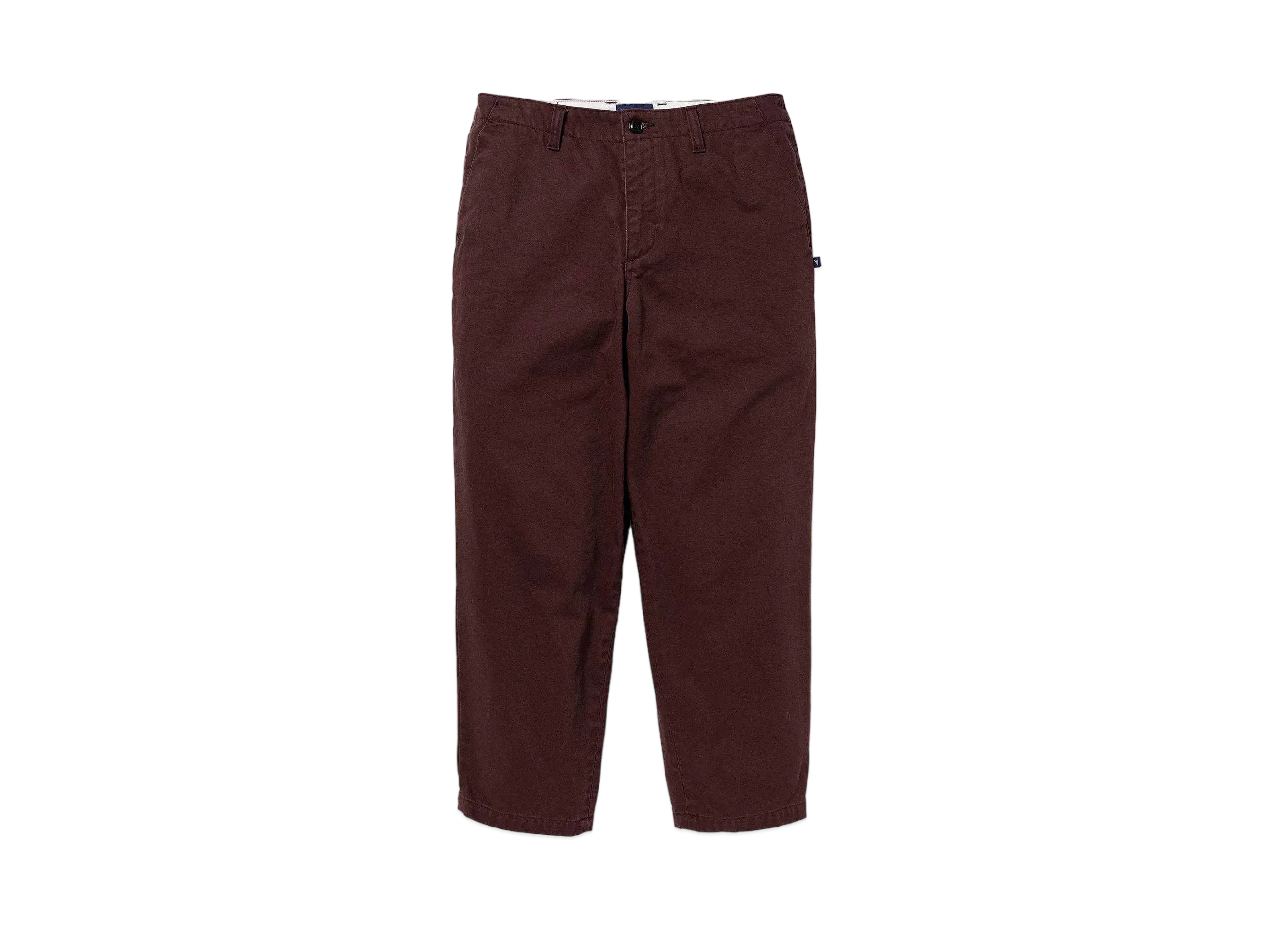 DESCENDANT DC-6 Organic Cotton Twill Trousers Fade Wash "Burgundy"