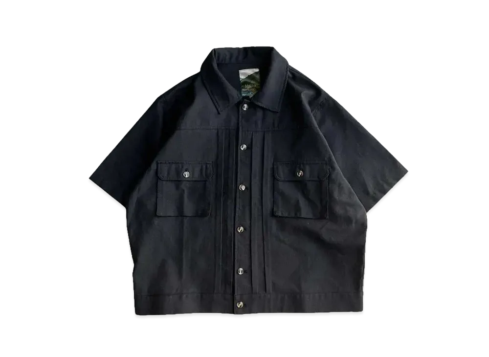 BALLSY.BROTHERS front pleated short length shirt "BLACK"