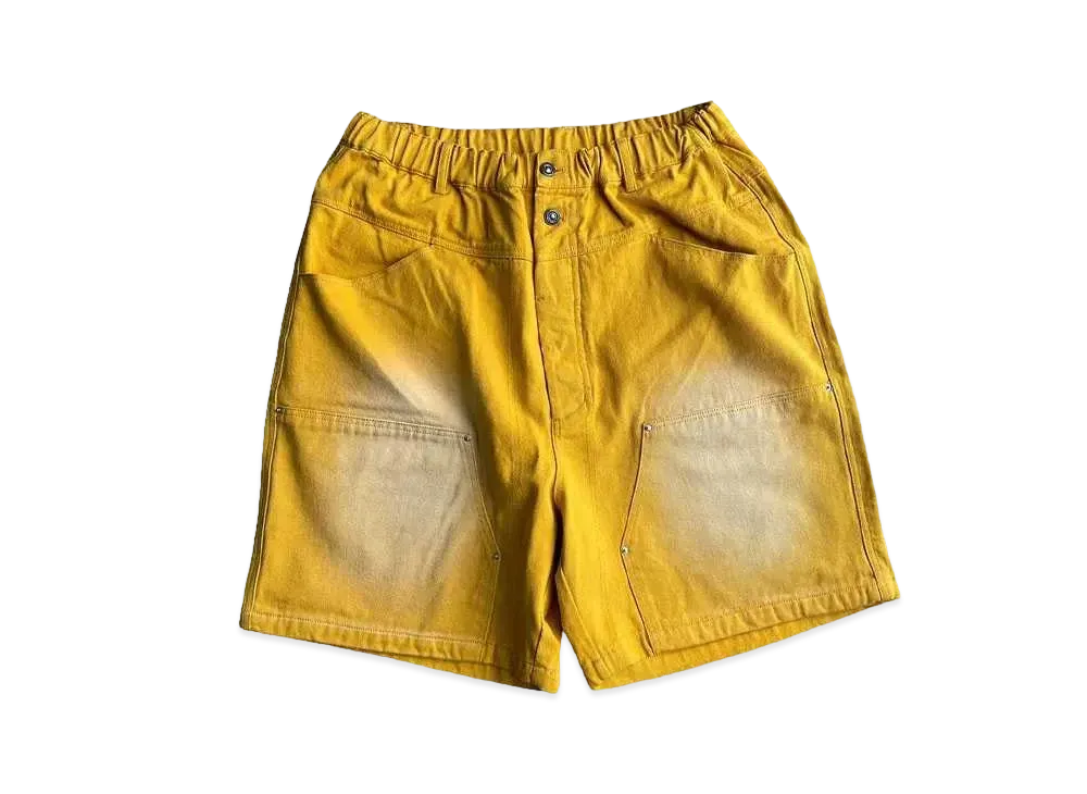 BALLSY.BROTHERS Vintage processed double knee shorts "Yellow"