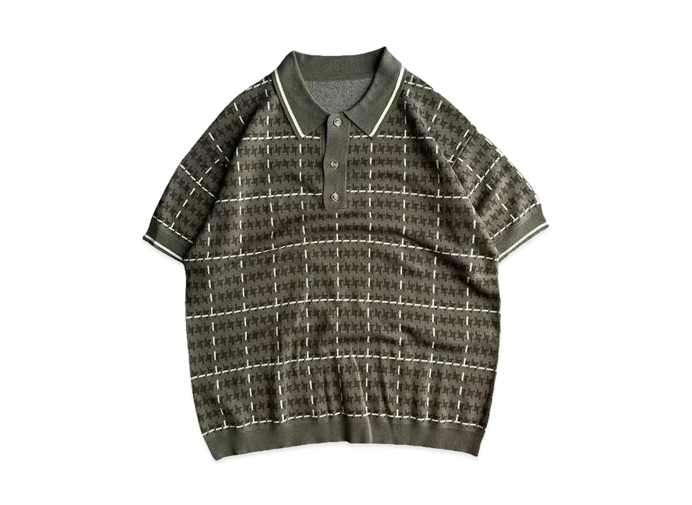 BALLSY.BROTHERS Gun club check knit polo shirt "Green"