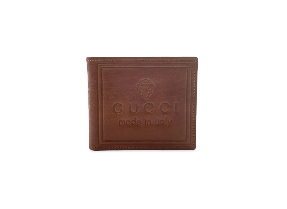 GUCCI Bi-Fold Wallet Crest Leather "Brown"