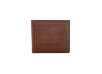 GUCCI Bi-Fold Wallet Crest Leather "Brown"