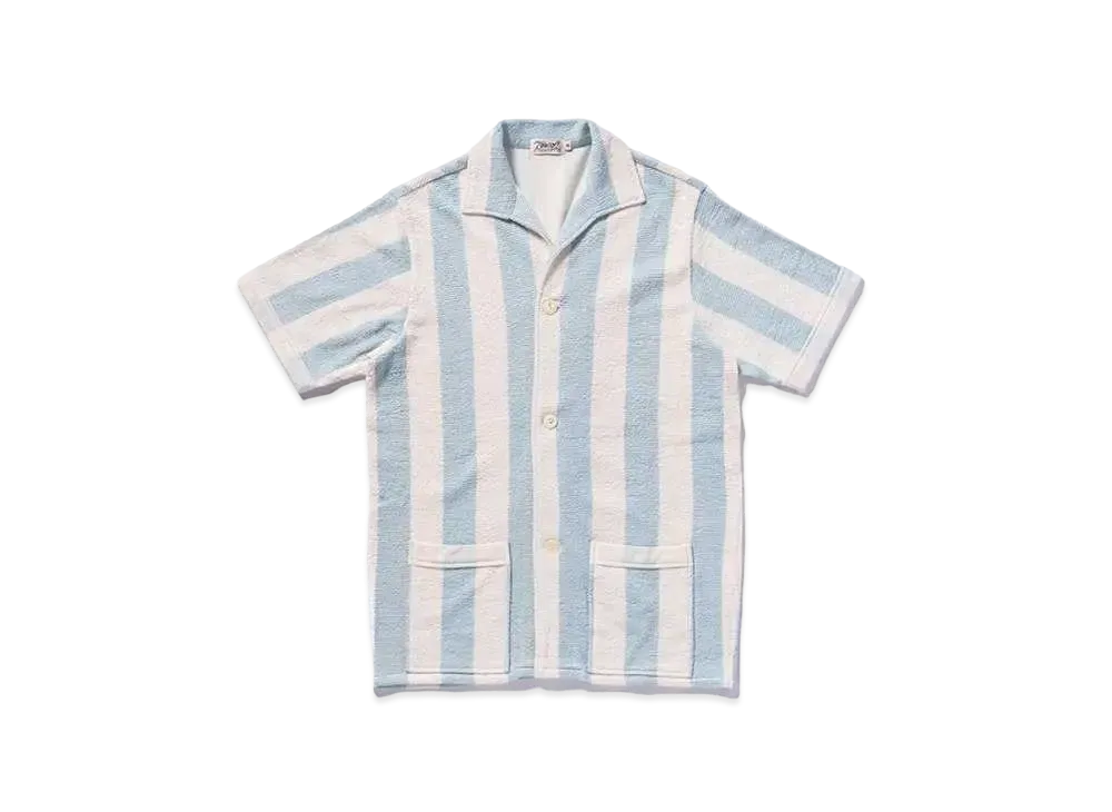 THE REAL McCOY'S Stripe Cotton Pile Beach Shirt "Light Blue"