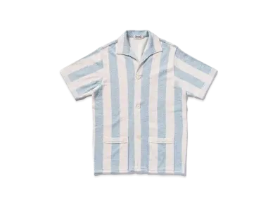 THE REAL McCOY'S Stripe Cotton Pile Beach Shirt "Light Blue"