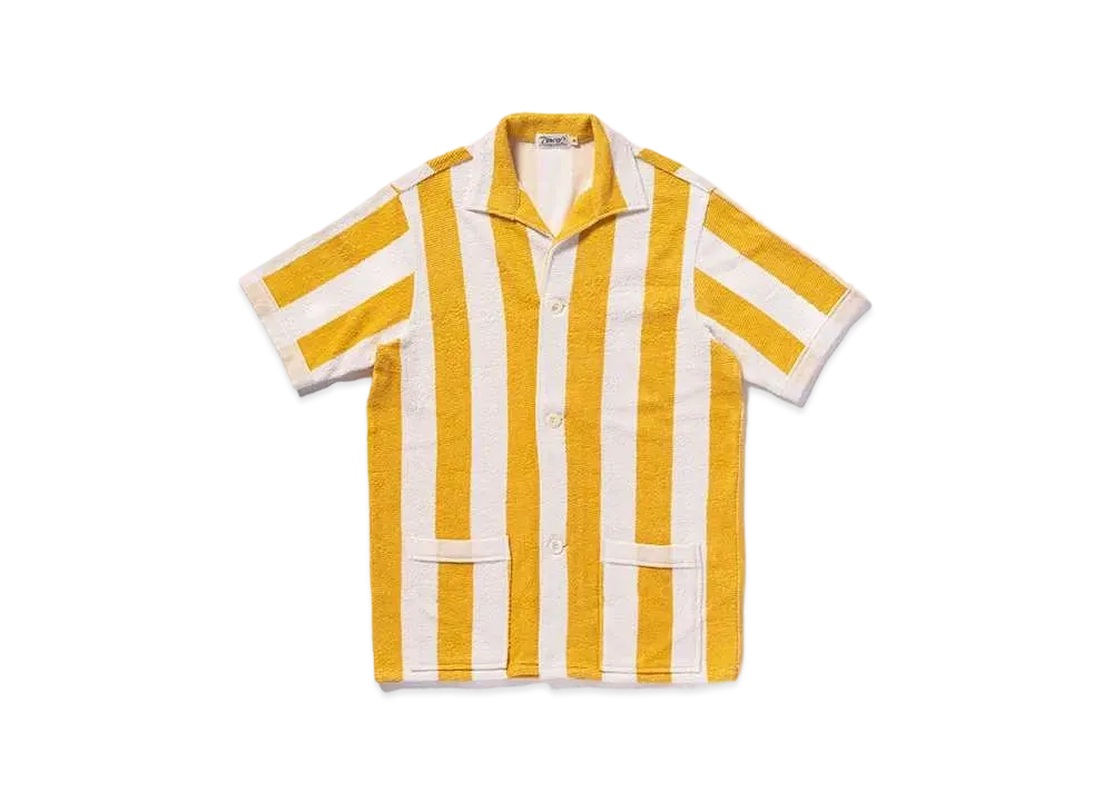 THE REAL McCOY'S Stripe Cotton Pile Beach Shirt "Yellow"
