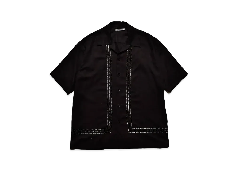MINEDENIM Rayon Spangle Panel Line Open Collar SH "BLT"