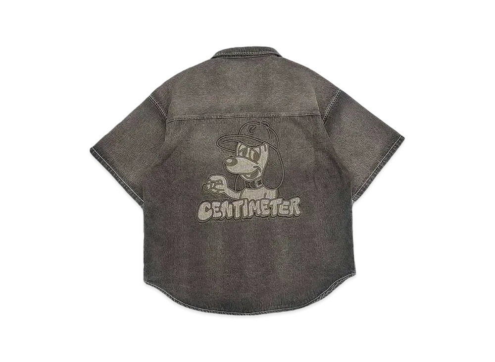 centimeter CMT ruler washed denim shirt "Brown"