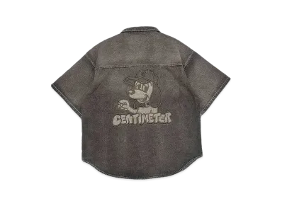 centimeter CMT ruler washed denim shirt "Brown"