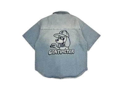 centimeter CMT ruler washed denim shirt "Light Blue"