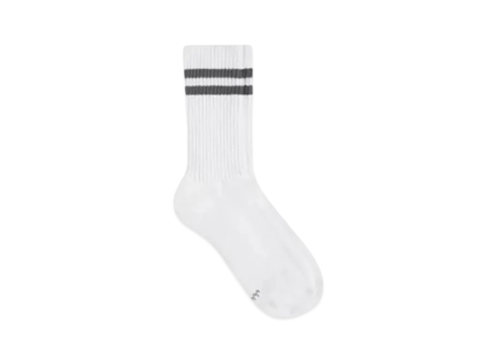JJJJound Heritage Striped Socks "White/Charcoal Stripe"