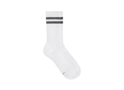 JJJJound Heritage Striped Socks "White/Charcoal Stripe"