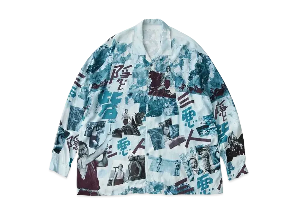 PORTER CLASSIC x Hidden Fortress Aloha Long Shirt "Blue"