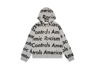 DENIM TEARS x Arthur Jafa Systemic Racism Controls America Zip Up Hoodie "Heather Grey"