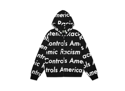 DENIM TEARS x Arthur Jafa Systemic Racism Controls America Zip Up Hoodie "Black"