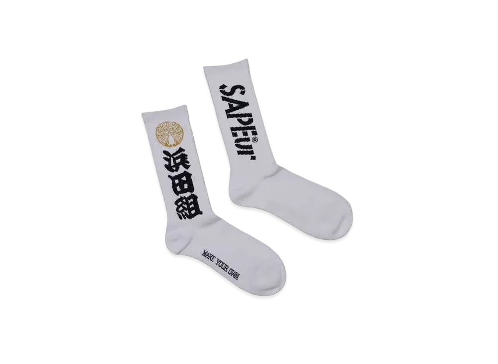 SAPEur x MASATOSHI HAMADA Kids&Youth Reprint Hamada Gumi Logo Socks "White"