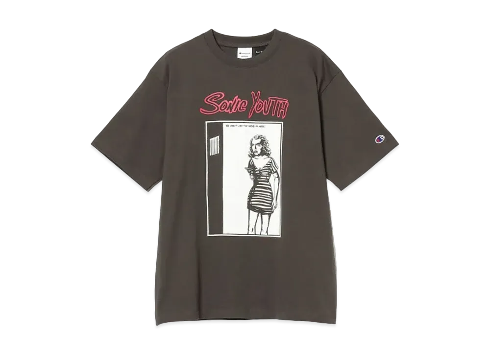 Champion for BEAMS x SONIC YOUTH / Print T-shirt "Off Black"