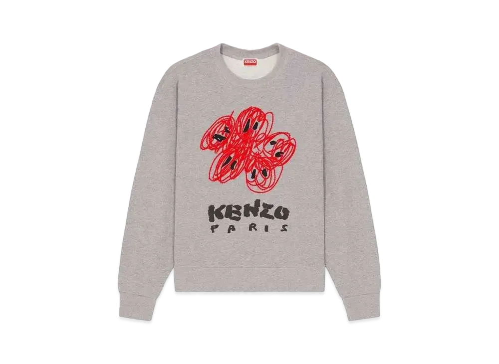 KENZO 'DRAWN VARSITY' Embroidery Sweat "Pearl Grey"