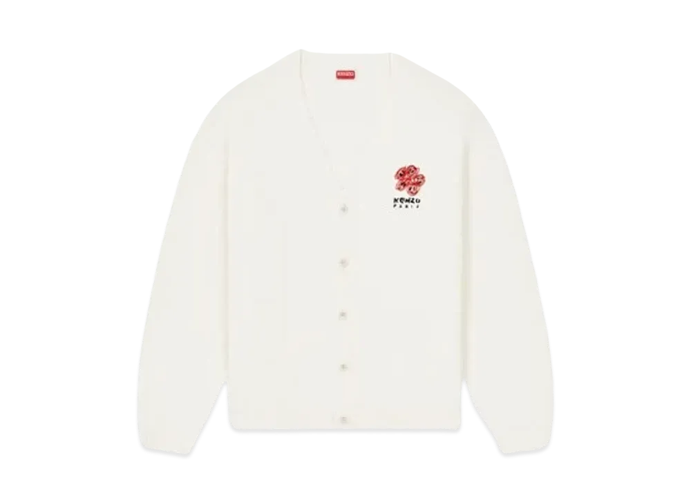 KENZO 'DRAWN VARSITY' Embroidery Cardigan "Off White"