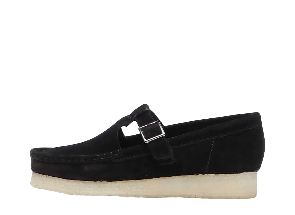 クラークス ウィメンズ ワラビー Tバー "ブラックスウェード"