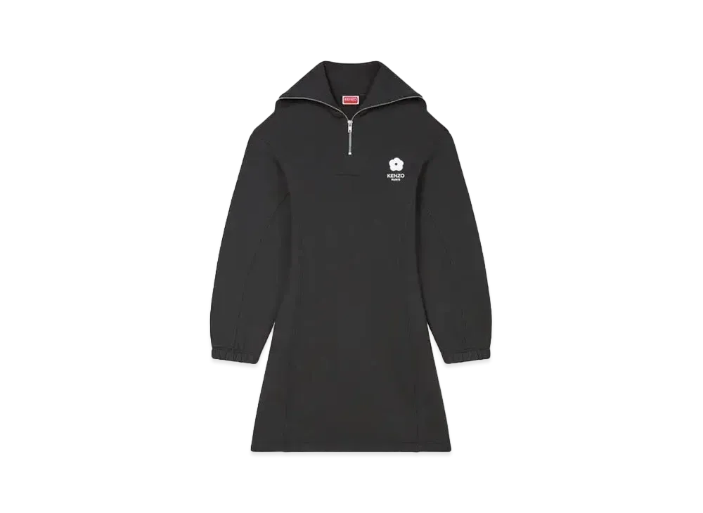 KENZO 'BOKE FLOWER 2.0' Embroidered Sweat Dress GOTS Cotton "Black"