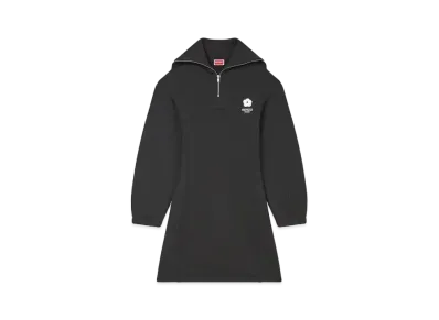 KENZO 'BOKE FLOWER 2.0' Embroidered Sweat Dress GOTS Cotton "Black"