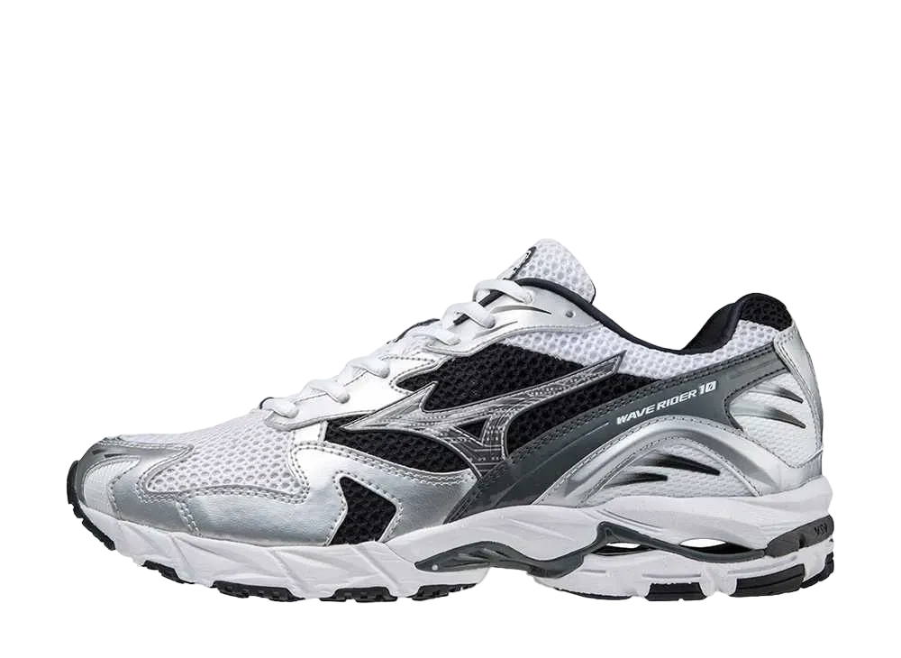 ミズノ ウェーブライダー10 "ホワイト/ブラック/シルバー"