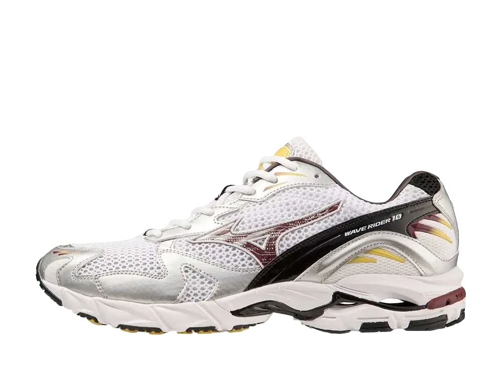 ミズノ ウェーブライダー10 "ホワイト/ワイン/シルバー"