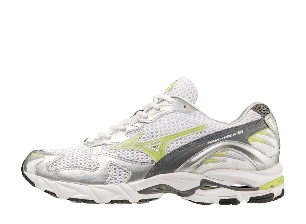 ミズノ ウェーブライダー10 "ホワイト/ライムイエロー/シルバー"