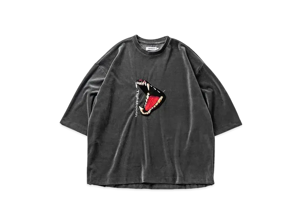 TIGHTBOOTH Bite Velour 3/4 Sleeve Tee "Charcoal"