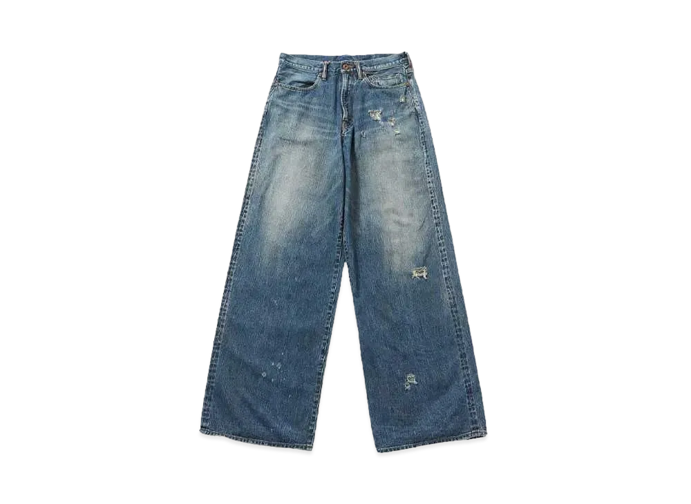 SUGARHILL FADED MODERN DENIM WIDE TROUSERS "FADED INDIGO"
