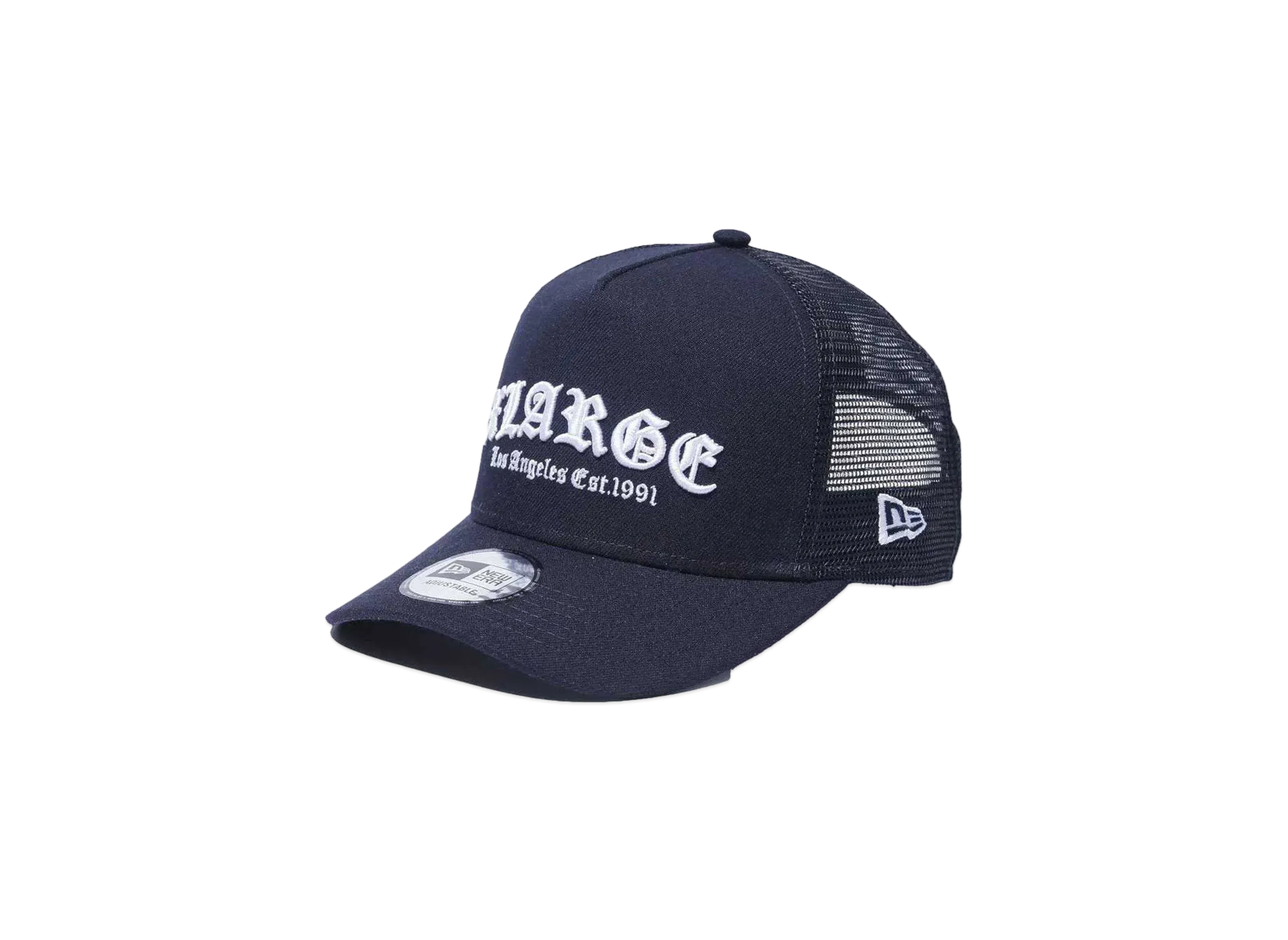XLARGE XLARGE x NEWERA MESH SNAPBACK CAP D-FRAME TRUCKER "NAVY"