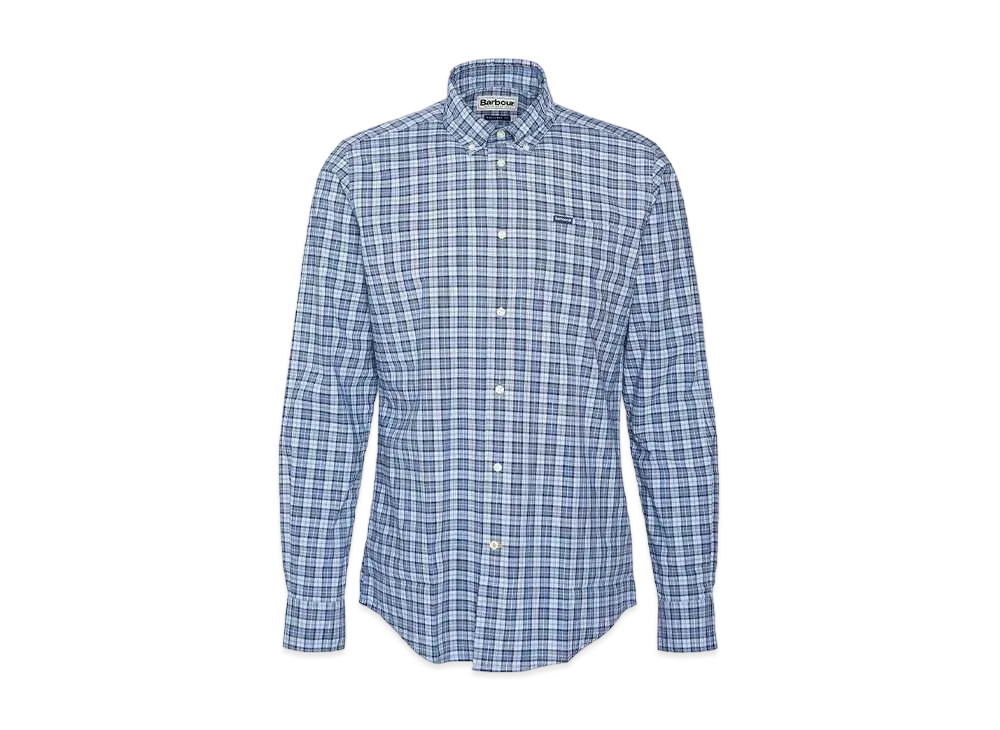 Barbour Lomond Check Button Down Shirt (Tailored Fit) "Light Blue"